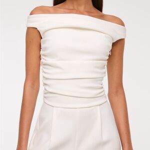 Abercrombie & Fitch Off-Shoulder White Jumpsuit